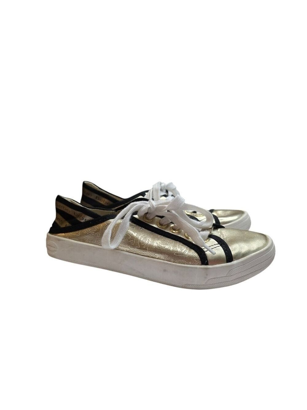 Bebe Dacia Gold Black Low Top Sneakers 6